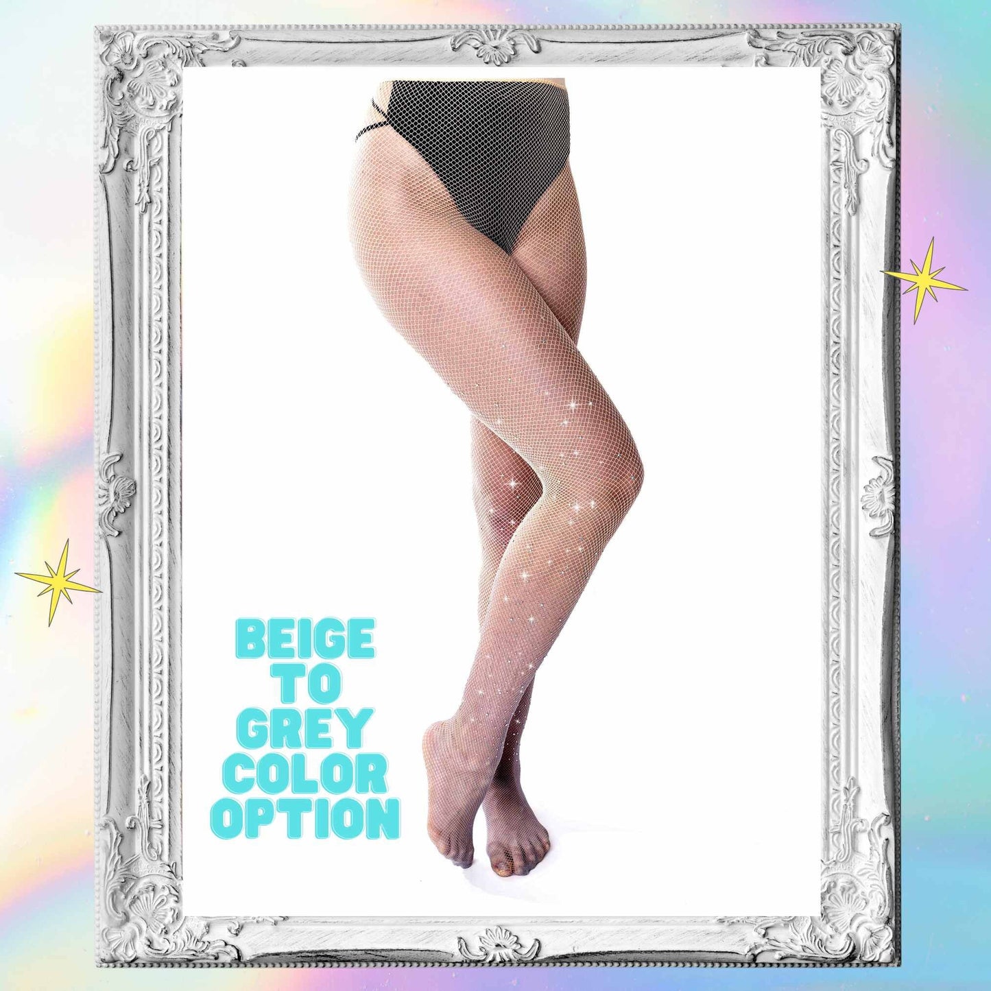 Rhinestone Fishnet Tights Pink Fishnets Purple Fishnets Crystal Stockings Rave Fishnets for Festivals Sparkle Fishnet Stockings Hollow