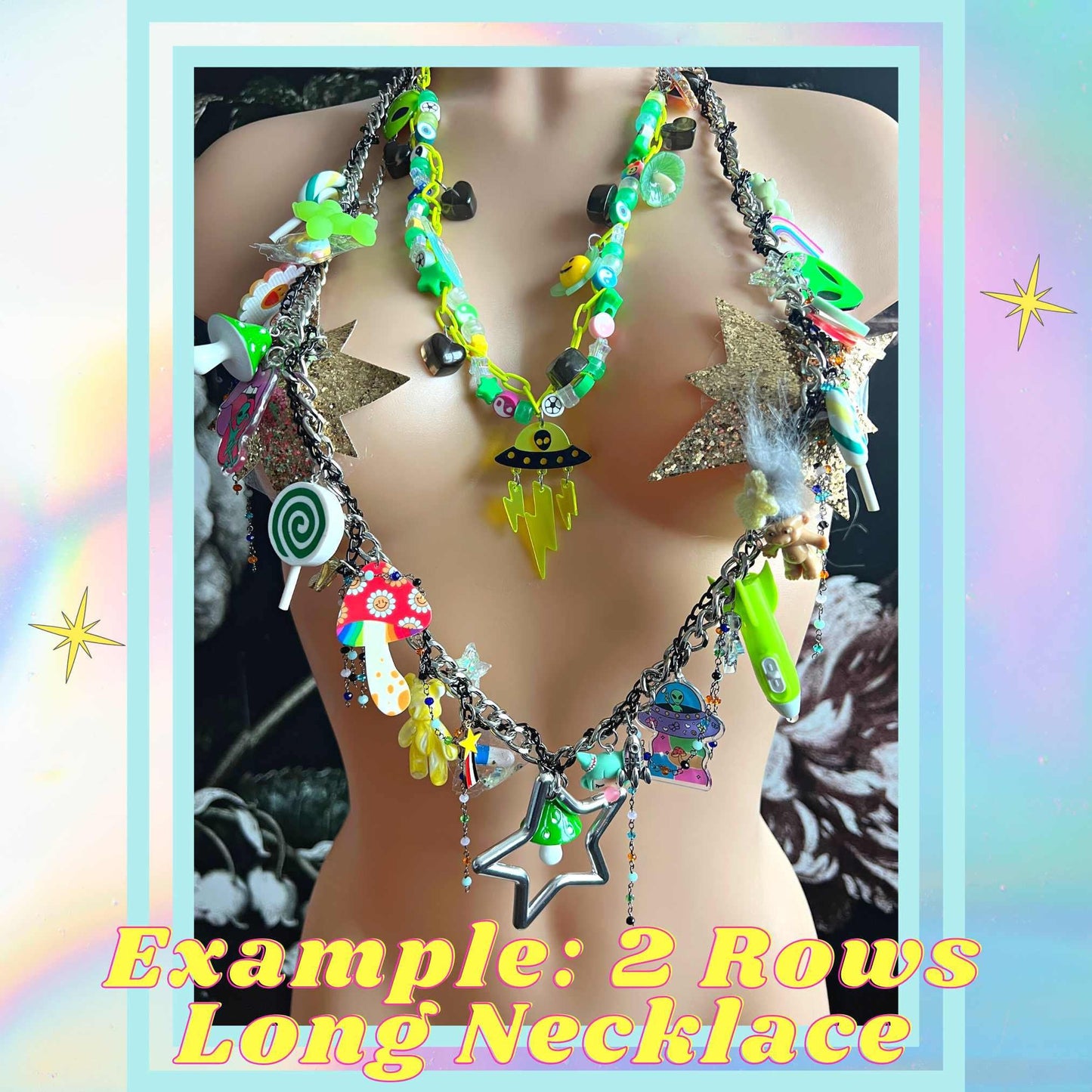 Ultra Club Charm Necklace Custom Order Request Personalized Jewelry Y2k Jewelry Rave 90s Nostalgia Club Necklace Rainbow Necklace