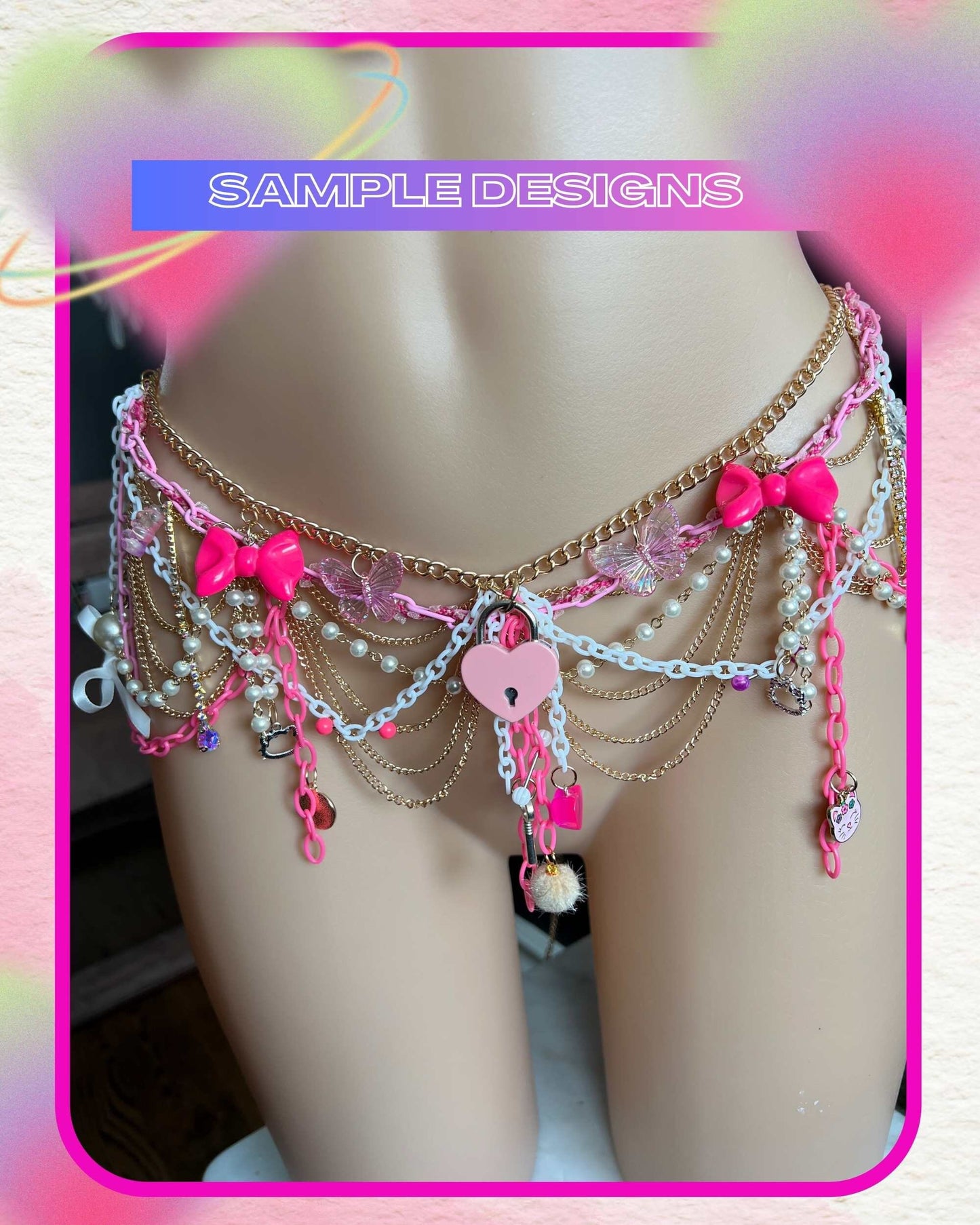 Custom Charm Stainless Steel Belly Chain Gold Belly Chain Waist Chain Order Request Personalized Jewelry Plus Size Belly Chain Kidcore