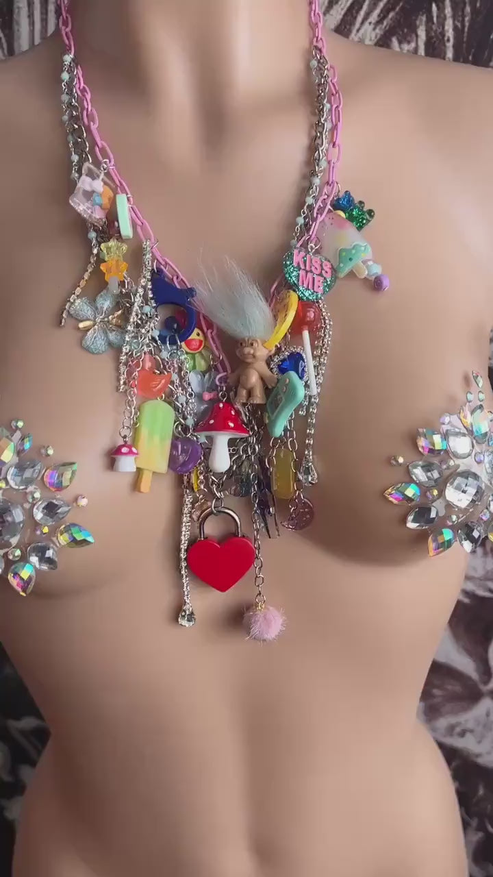 Ultra Club Charm Necklace Custom Order Request Personalized Jewelry Y2k Jewelry Rave 90s Nostalgia Club Necklace Rainbow Necklace