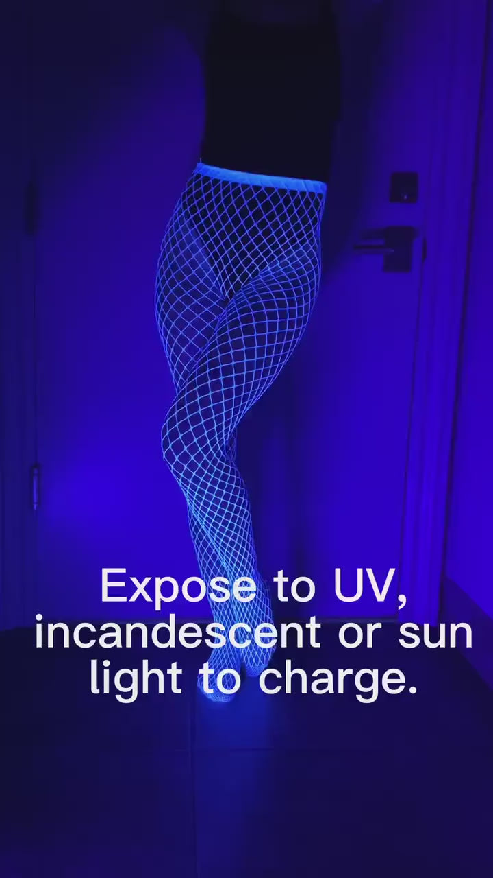 Glow in the Dark Fishnet Stockings UV Fishnet Tights Luminous Stockings White Fishnets for Rave Festival Accessories Fluorescent Leggings