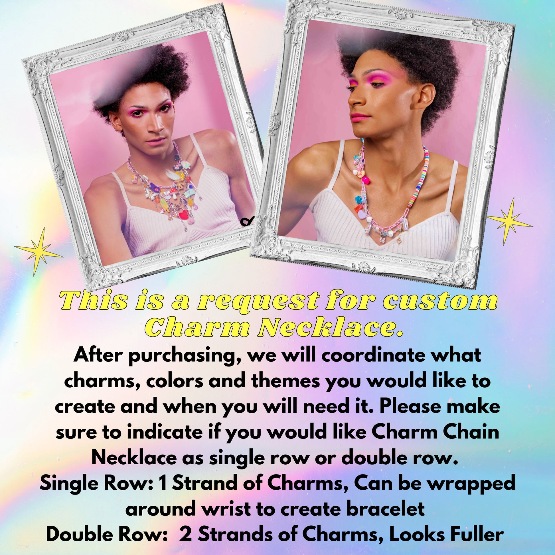 Custom Order Charm Necklace Request Personalized Jewelry Y2k Jewelry Rave Accessories Festival Necklace Rainbow Necklace Gummy Bear Charms