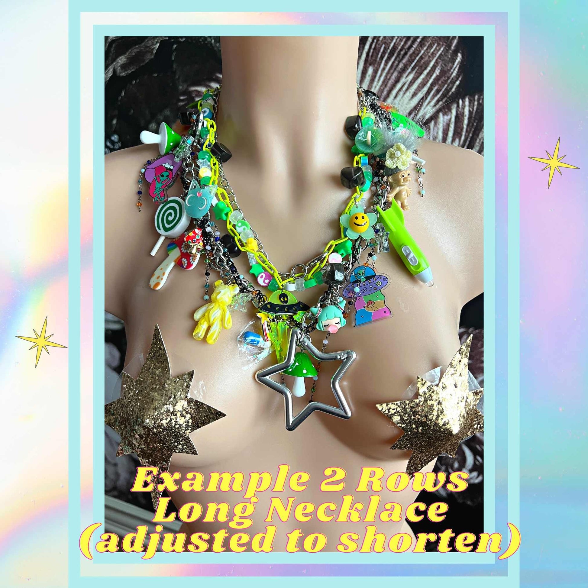 Custom Order Charm Necklace Request Personalized Jewelry Y2k Jewelry Rave Accessories Festival Necklace Rainbow Necklace Gummy Bear Charms
