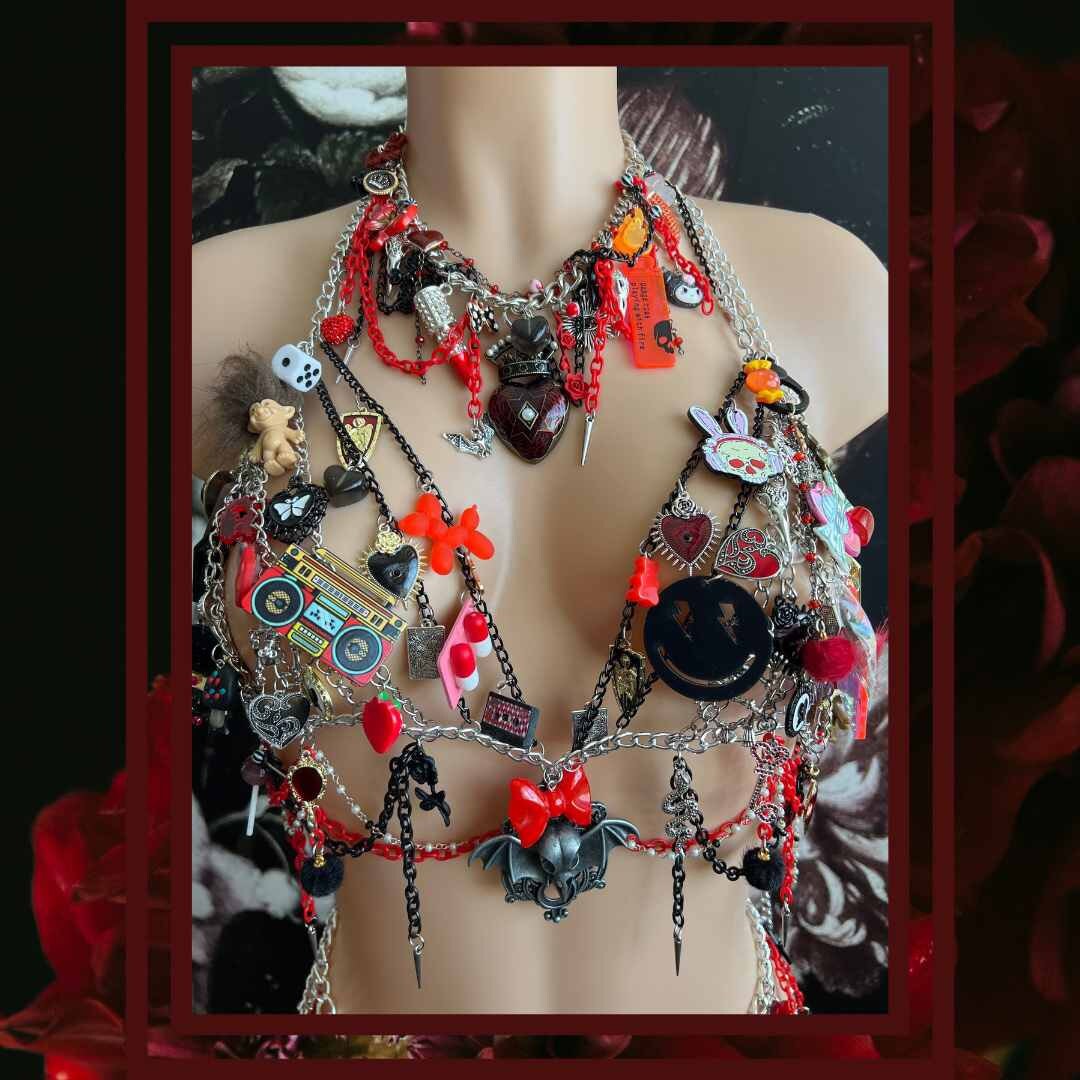 Gothic Charm Bra Order Request Gothic Jewelry Gothic Choker Gothic Lolita Gothic Skirt Gothic Top Belly Chain Custom Goth Jewelry Rave Set