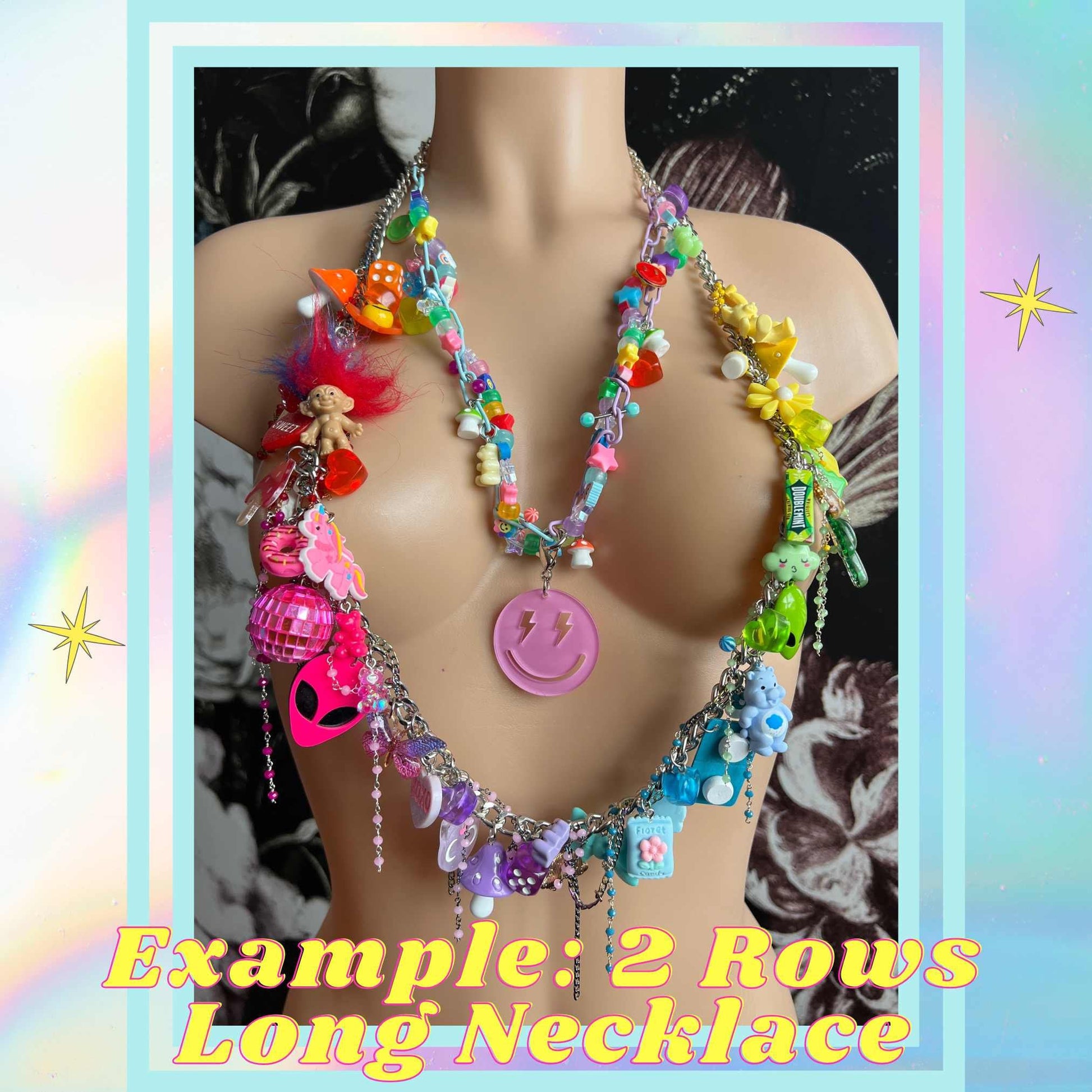 Custom Order Charm Necklace Request Personalized Jewelry Y2k Jewelry Rave Accessories Festival Necklace Rainbow Necklace Gummy Bear Charms