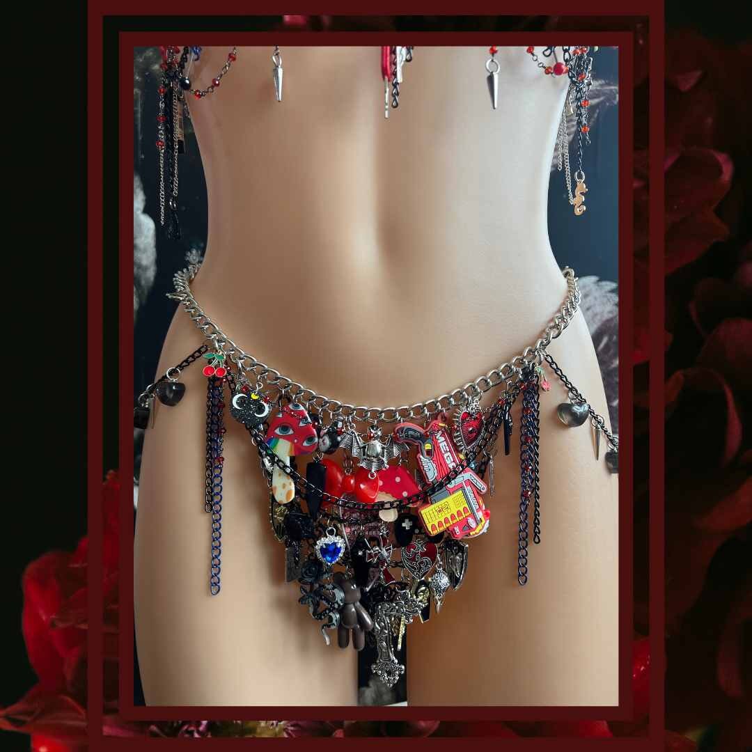 Gothic Charm Bra Order Request Gothic Jewelry Gothic Choker Gothic Lolita Gothic Skirt Gothic Top Belly Chain Custom Goth Jewelry Rave Set