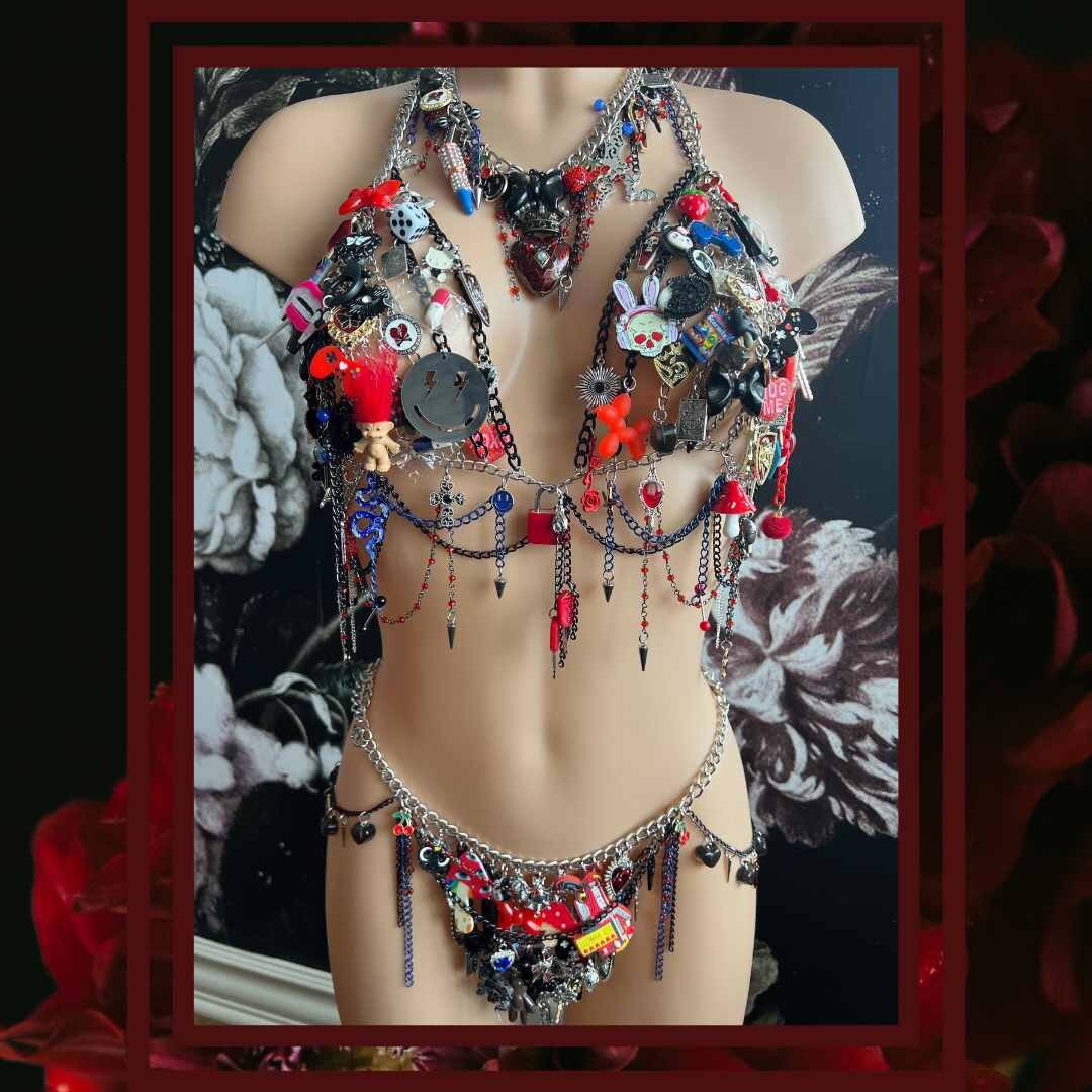 Gothic Charm Bra Order Request Gothic Jewelry Gothic Choker Gothic Lolita Gothic Skirt Gothic Top Belly Chain Custom Goth Jewelry Rave Set