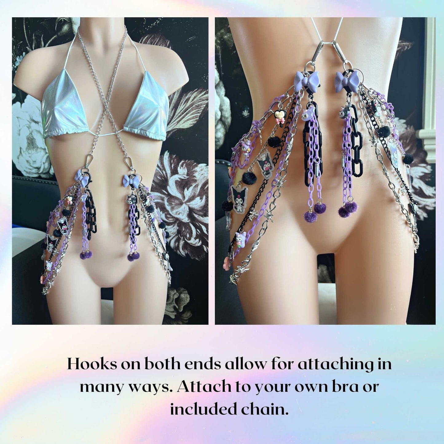 Custom Body Harness Chain Charm Harness Y2k clothing Rave Harness Rave Outfit Festival Outfit EDC Harness Rave Set Charm Rave Outfit